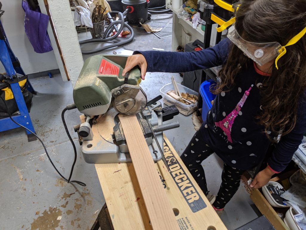 Cutting wood for a DIY ladder bookcase