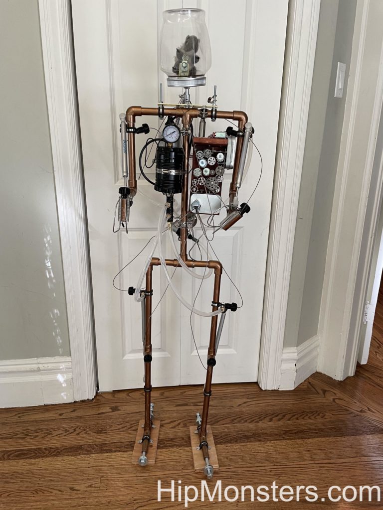 Front view of steampunk inspired robot