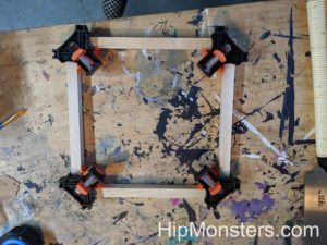 Clamping corners. DIY wooden cabinet.