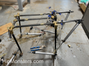 Side view of the completed DIY robotic dog skeleton