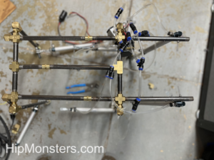 Top view of the completed DIY robotic walker skeleton 