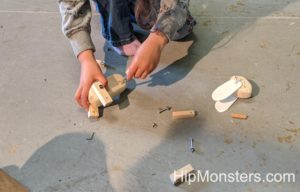 Assembling a wooden toy bunny